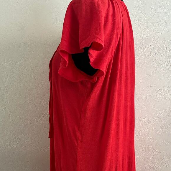 nwt Madewell Cherry Red Dress size S Lace Up V-neck Flutter Sleeves - Picture 4 of 15